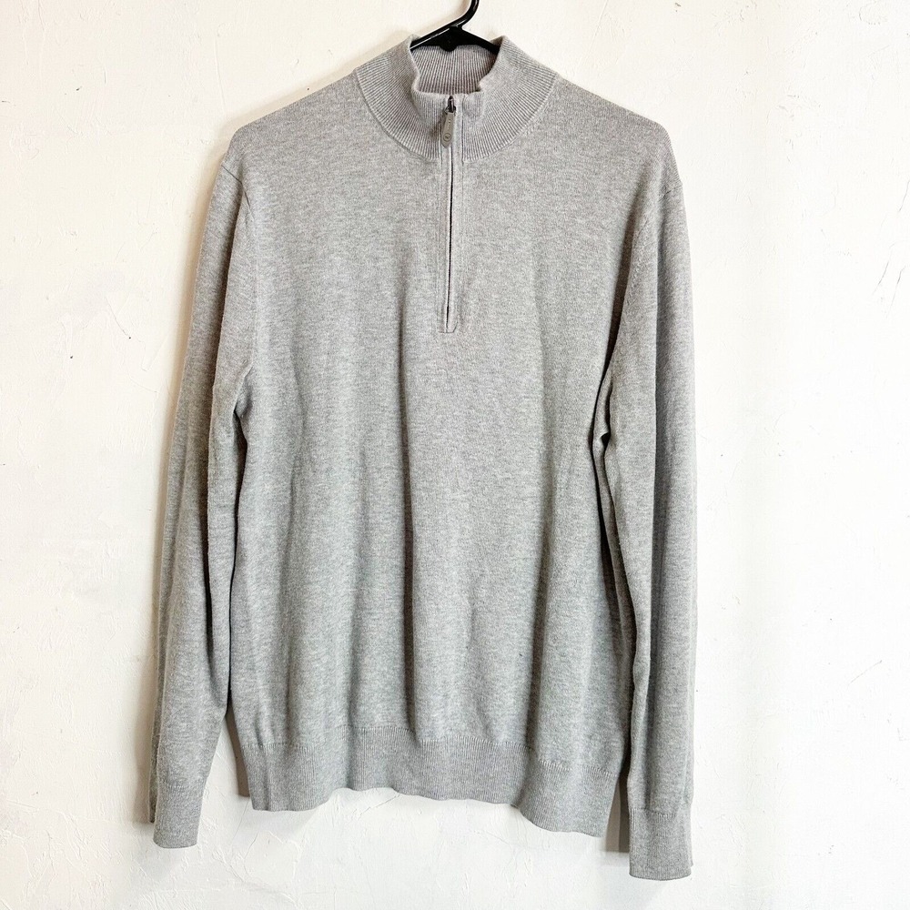 Vineyard Vines Mens Medium Pullover Gray Sweater Cashmere Cotton Classic Career